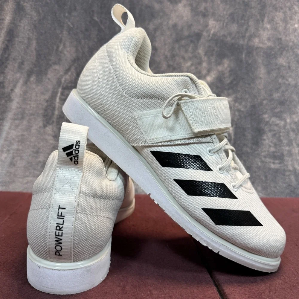 Adidas Powerlift 5 Mens White Athletic Weightlifting Shoes Size 8 Gym Training